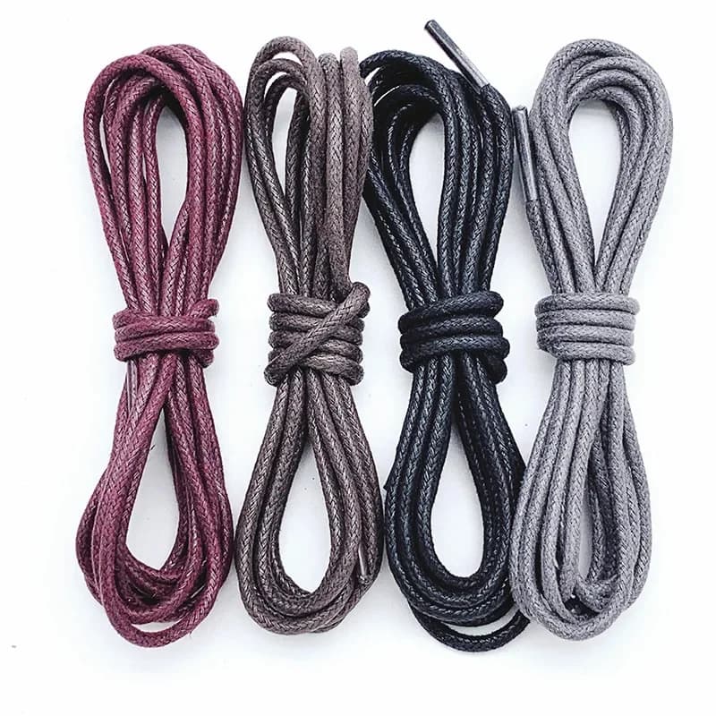 1Pair Cotton Waxed Solid Round Shoelaces Durable Polyester Shoelaces Oxford Shoe Laces Boots Laces Waterproof Leather Shoelace