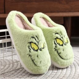 Autumn Winter Fashion New Plus Size Women's Home Slippers Indoor Lazy Green Fur Monster Plush Flat Bottom Comfortable Cotton Mop