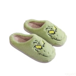 Autumn Winter Fashion New Plus Size Women's Home Slippers Indoor Lazy Green Fur Monster Plush Flat Bottom Comfortable Cotton Mop