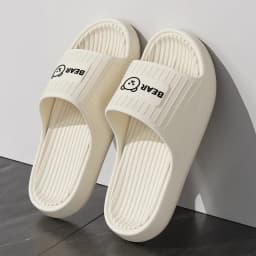 Cute Bear Summer Slippers Women Men Soft EVA Thick Platform Slides Non-Slip Quick-Drying Bathroom Shower Shoes Indoor Home Mule