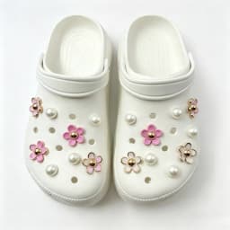 3D Cute Daisy Pearl Shoe Charms Set for Slide Sandals Garden Shoes DIY Clogs Decoration Shoe Buckle Pins Shoe Decoration Gifts