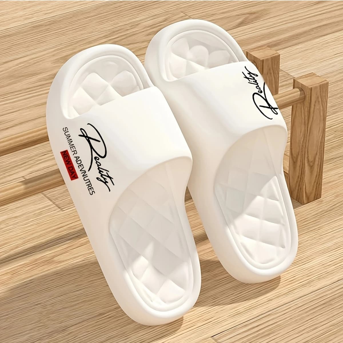 Men Letter Print EVA Home Slippers Diamond Soft Insole Non Slip Thick Sole Indoor Bathroom Slides