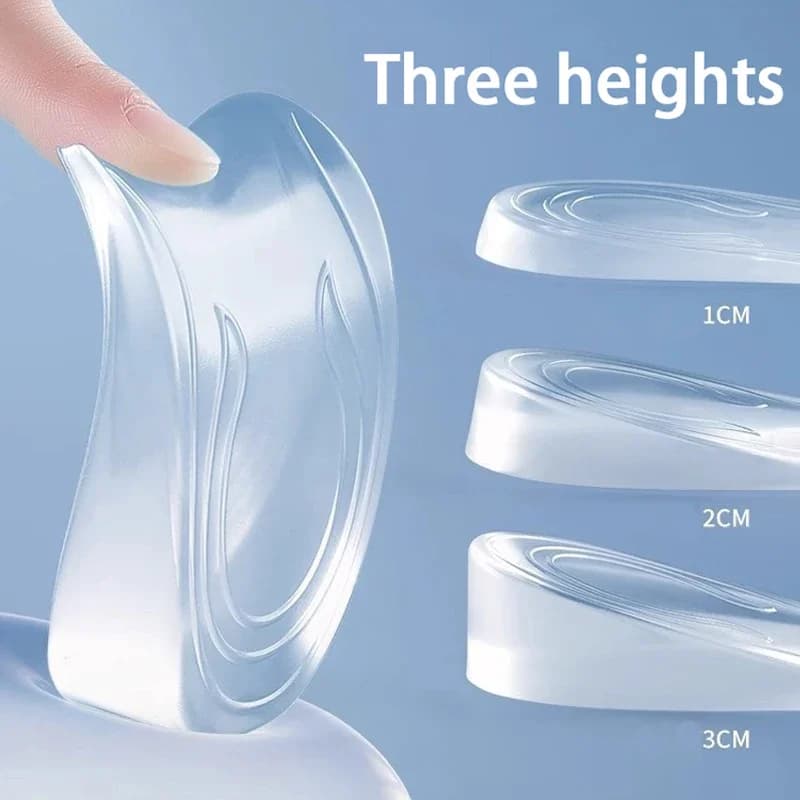 Men's and Women's Height Increasing Insoles Invisible Elastic Heel Pads Silicone Shock Absorbing Insoles 2pcs/4pcs