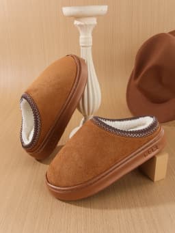 Men's Cotton Slippers, Women's Style, Fleece-Lined, Thick-Soled, Non-Slip, Indoor Height-Increasing Slippers, Couple Slippers, Cotton Slippers, Women's Style