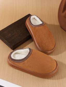 Men's Cotton Slippers, Women's Style, Fleece-Lined, Thick-Soled, Non-Slip, Indoor Height-Increasing Slippers, Couple Slippers, Cotton Slippers, Women's Style