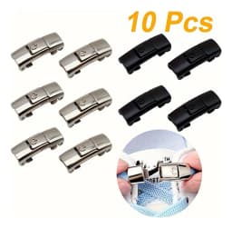10Pcs Shoelaces Buckle Lock Metal Quick-Release No-Tie Shoe Laces Stylish Press-On Buckle Locks- Hassle-Free, Adjustable Fit