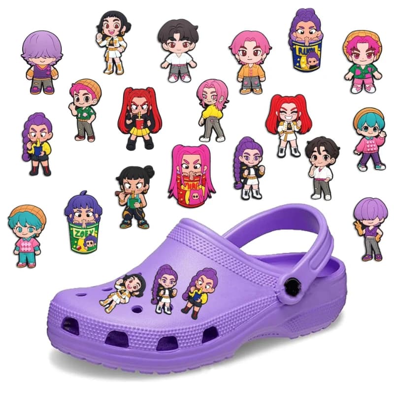 18pcs/19pcs Korean music Shoe Charms PVC DIY Shoes Decoration Bracelet Wristband Sandal shoe Accessories Buckle for Kids Gifts