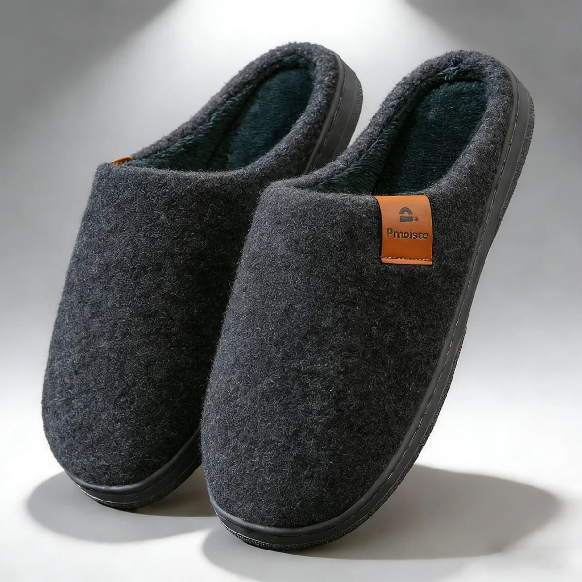Winter Men Felt Platform House Slippers Ultra Warm Cushion Cozy Living Non-Slip TPR Outdoor Indoor House