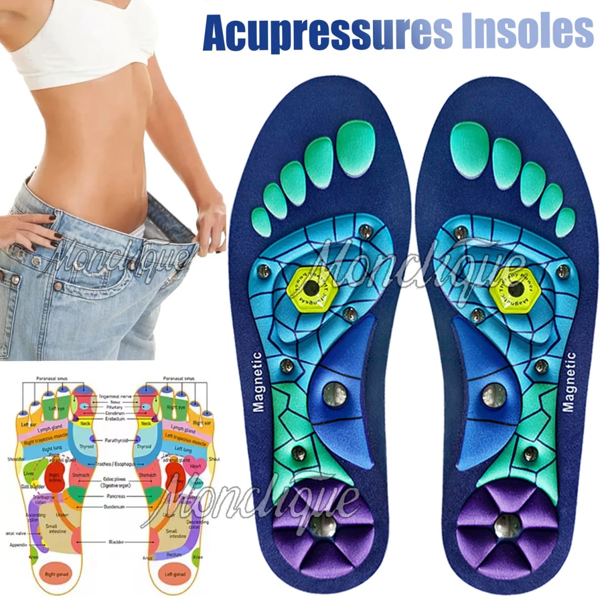 Magnetic Sports Shoe Insoles Orthopedic Shoes Inserts EVA Foot Massage Comfortable Arch Support Insoles for Men Women Fitness