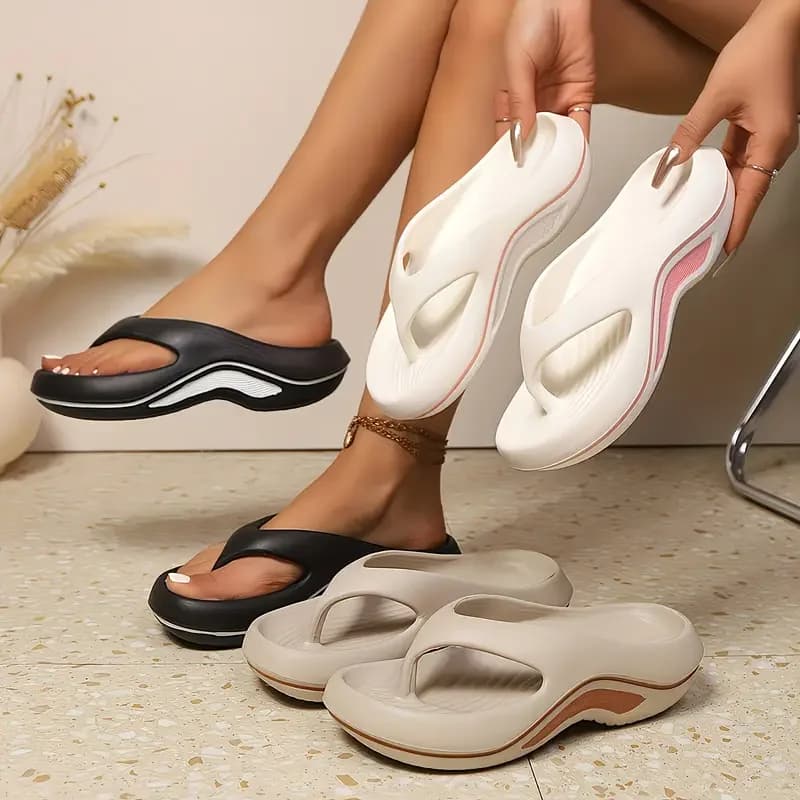 Women Solid Color EVA Flip Flops Non Slip Quick Dry Soft Quiet Sole Casual Home Bathroom Beach Slippers