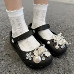 Luxury Pearl Chain Flower Ballet Clogs Accessories Summer 2026 Elegant Rhinestore DIY Shoes Charms Set Women Shoes Decorations