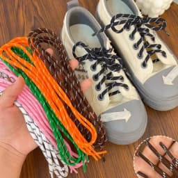 DIY Colorful Diagonal Dots Round Rope Shoelaces Coarse Weave Polyester Shoes Laces for Women Men Sports Casual Sneaker Shoes