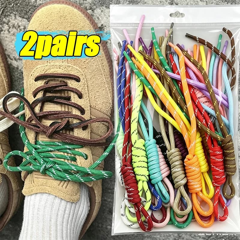 DIY Colorful Diagonal Dots Round Rope Shoelaces Coarse Weave Polyester Shoes Laces for Women Men Sports Casual Sneaker Shoes