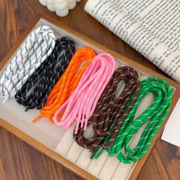 DIY Colorful Diagonal Dots Round Rope Shoelaces Coarse Weave Polyester Shoes Laces for Women Men Sports Casual Sneaker Shoes