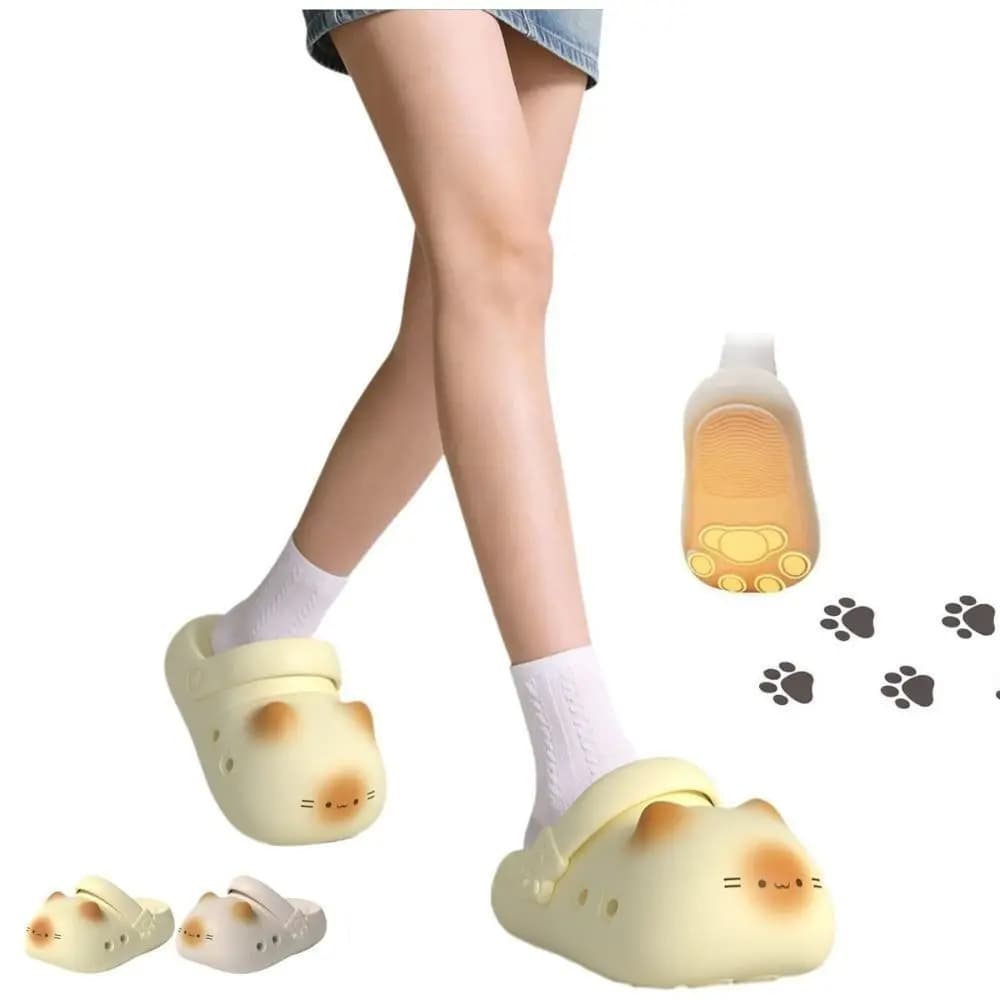 Adorable Waterproof Cat Slippers Anti Slip Bottom Cat Paw Cat Paw Slippers Closed Toe Soft Bottom Small Cat Mules Home