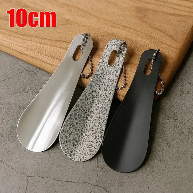Three-colour 10cm Portable Mini Shoehorn Metal Durable Stainless Steel Fashion Keychain Shoehorn Accessories Shoe Helper