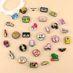 1/30pcs Vintage Vibe Shoe Charms Old School Shoe Decorations Y2K Pins for Girl Creative 80's 90's Sandal Accessories Clog Buckle