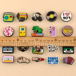 1/30pcs Vintage Vibe Shoe Charms Old School Shoe Decorations Y2K Pins for Girl Creative 80's 90's Sandal Accessories Clog Buckle