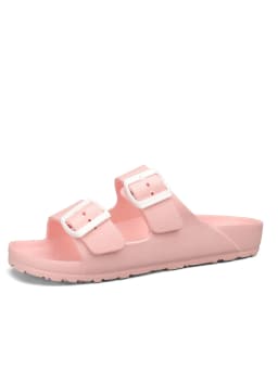 Summer Men's Casual Simple Solid Color Buckle Plastic Slip-On Flat Heel Adjustable Slippers
