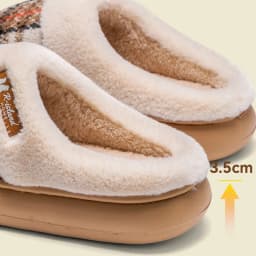 Women's Winter Warm Fur Slippers Stripe House Non Slip Shoes Comfort Flat Heel Home Indoor Bedroom Casual Plush Men Slippers