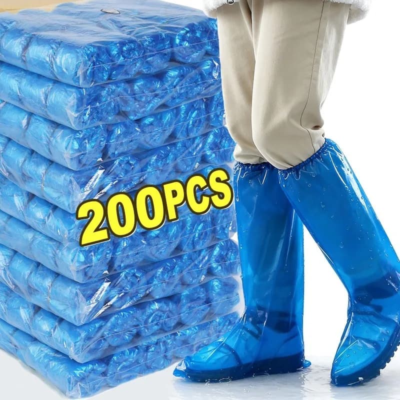 10-200pcs Long Disposable Shoe Covers Waterproof Non Slip Rain Boots Unisex Outdoor Travel Hiking Camping Rainy Days Elastic Top