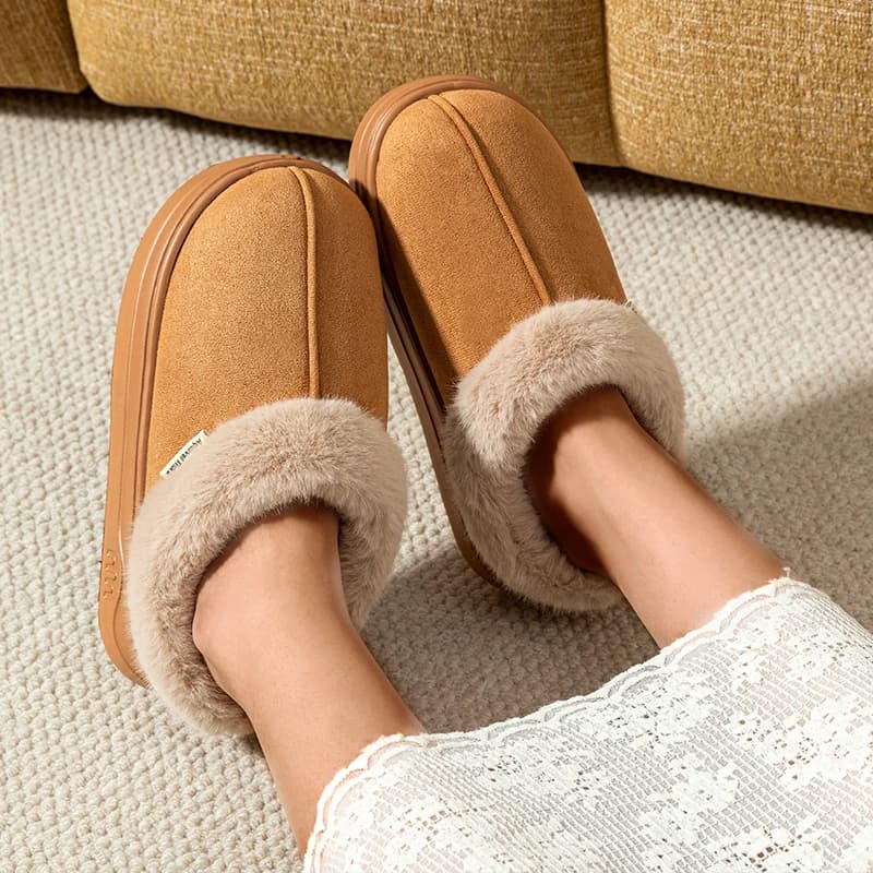 Fashion PU Warm Women Winter Slippers Boot Couple Indoor Outdoor Anti-slip Snow Boots Men Leisure Home Shoes