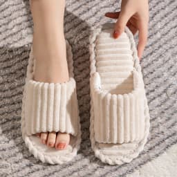 Men's Open Toed Slippers Autumn and Winter Indoor Anti Slip Breathable Bedroom Silent Couple's Home Shoes for Spring and Autumn