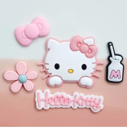 Pink & Black Relaxed Hello Kitty Cat Shoe Charms Set Cute Cat Shoe Flower Accessories For Sandals Female Girls' DIY Decoration