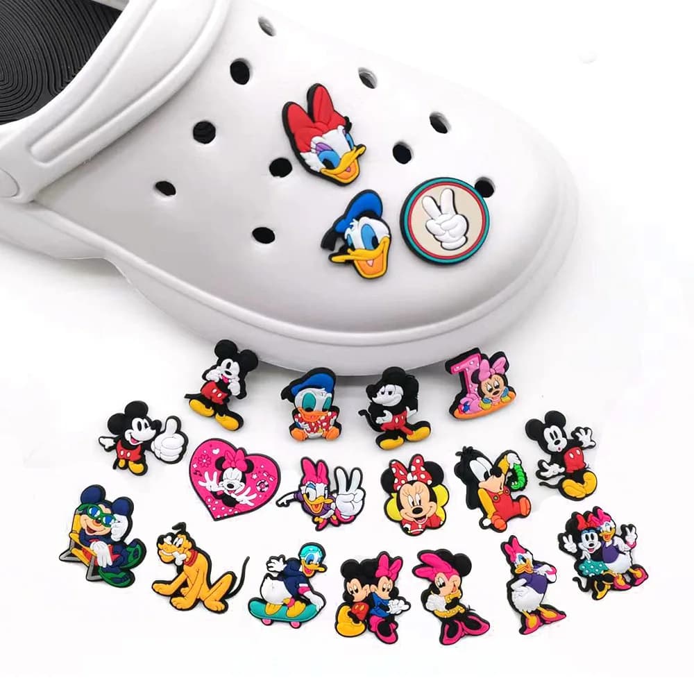 1/20Pcs Mickey Minnie Donald Duck High Quality Shoe Charms For Slides Sandals DIY Custom Accessories PVC Clog Decor Party Gift