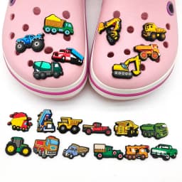 Engineering Vehicles Cars Set PVC Shoe Charms Accessories for Clogs Slide Sandals Shoe Decoration Buckles Pins Boys Girls Gifts