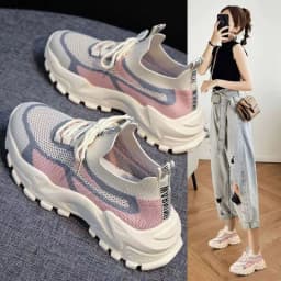 New Women's Casual Shoes Ultra Light Summer Breathable Fly Woven Mesh Shoes for Girls and Students Outdoor Running Sports Shoes