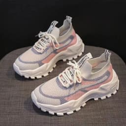 New Women's Casual Shoes Ultra Light Summer Breathable Fly Woven Mesh Shoes for Girls and Students Outdoor Running Sports Shoes