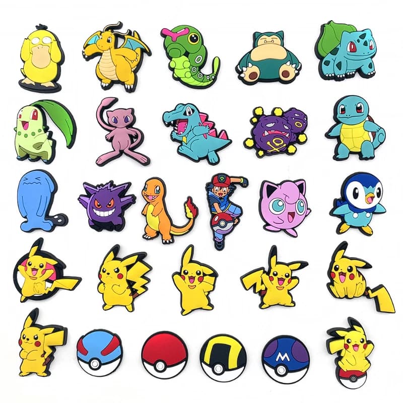 27PCS/set Pokemon Shoe Charms Cute Cartoon For Clogs Sandals Bag Funny Shoe Accessories Party Gifts For Women Men