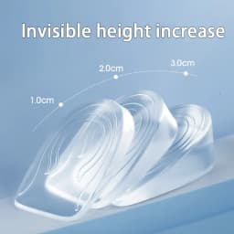 1Pair Men's and Women's Height Increasing Insoles Invisible Elastic Heel Pads Silicone Shock Absorbing Insoles