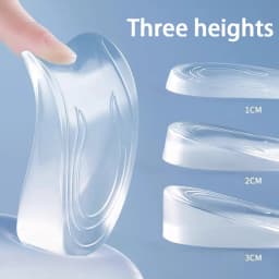 1Pair Men's and Women's Height Increasing Insoles Invisible Elastic Heel Pads Silicone Shock Absorbing Insoles