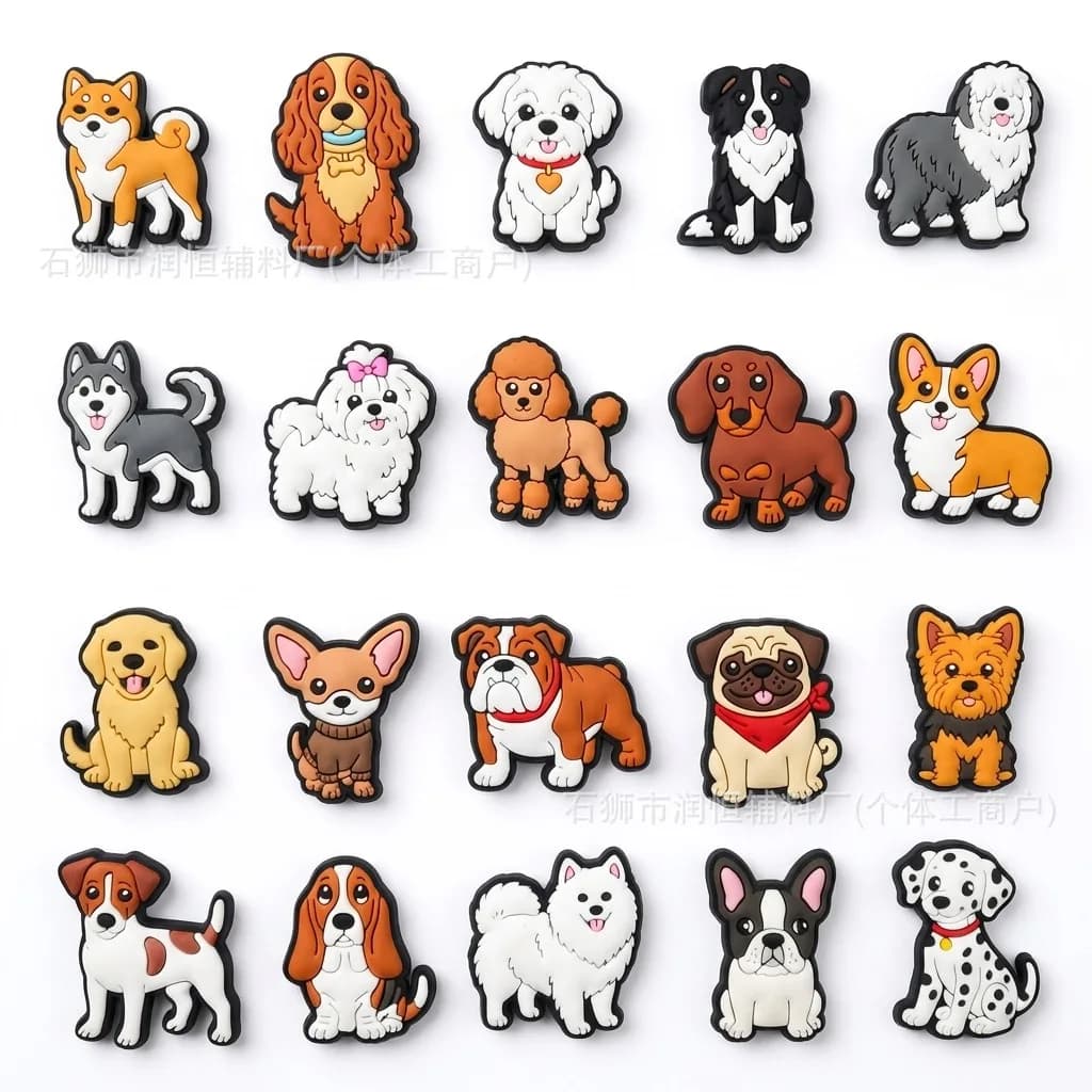 Cute New Dog Shoe Flower Hole Shoe Accessory Detachable PVC Soft Rubber Shoe Buckle Golden Retriever  Samoyed Shoes Charm