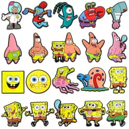 12-100Pcs Potdemiel Spongebob Shoe Charms Pins Shoes Decoration Accessorie For Bubble Slides Clog Sandal Wristbands