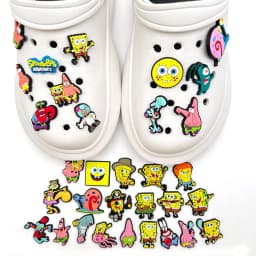 12-100Pcs Potdemiel Spongebob Shoe Charms Pins Shoes Decoration Accessorie For Bubble Slides Clog Sandal Wristbands
