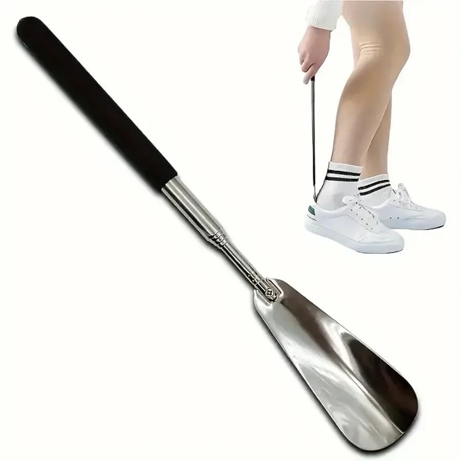 Extendable Shoe Horn Long Handle for Seniors,16" to 31"Adjustable, Stainless Steel Telescopic Shoehorn for Men Women,Shoe Helper