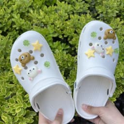 Mesuca 10pcs Shoes Charms Removable Bear Stars Shoe Accessories for Girls Cotton Shoes Clogs DIY Halloween X-mas Party Gifts