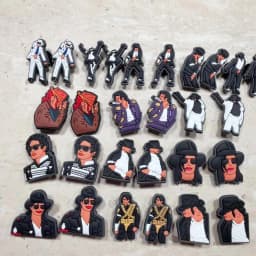 Hot Sales 14Pcs Famous Singer PVC Shoes Charms Decorations Moonwalk Dance Sandal Buckle Fit Cool Man Holiday Gifts