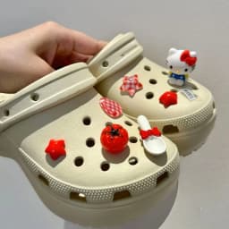 Sweet & Cool Hello Kitty Set DIY Shoe Charms Tomato Red Garden Accessories Buckle Fit Clogs Sandals Decorate Party Gifts