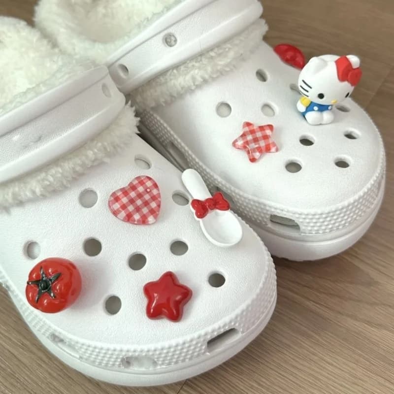 Sweet & Cool Hello Kitty Set DIY Shoe Charms Tomato Red Garden Accessories Buckle Fit Clogs Sandals Decorate Party Gifts