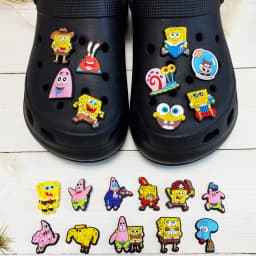 SpongeBob Cartoon Shoe Charms 1-20pcs Set SpongeBob SquarePants DIY PVC Decorations for Clog Sandals Kids Gift Shoe Accessories