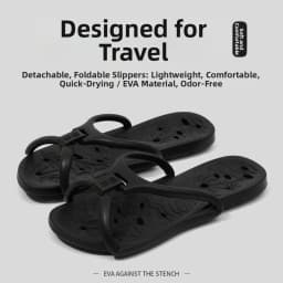 Non-slip Foldable Travel Slippers Lightweight Comfortable EVA Hotel Flip Flops Soft Flat Heels Bathroom Slippers Men and Women