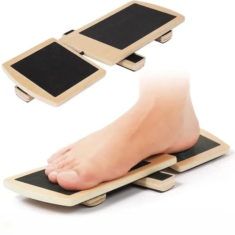 Wooden Single Leg Balance Board Ankle Foot Strengthener Non-slip Adjustable Balance Bars for Sprained Ankle Rehabilitation