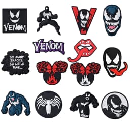 14pcs Mesuca Venom Movie PVC Shoe Charms Cartoon DIY Accessories Sandals Garden Shoes Buckle Decoration for Party Gifts