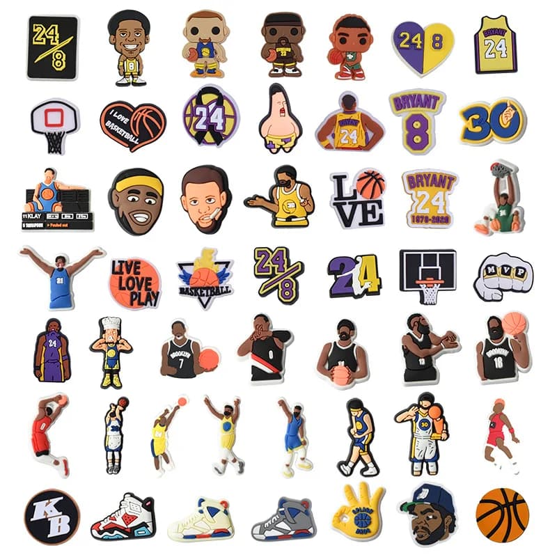 50/25/1Pcs 3D Sports Basketball Series PVC Soft Rubber Shoe Charms For Slides Sandals Decorations Accessories DIY Wholesale