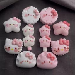 12 Pairs Of Hello Kitty Shoes Charm Cartoon Cat Footwear Accessories Suitable For Sandals Sandal Decorations Festive Gifts