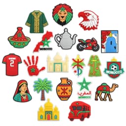 21Pcs Morocco Theme Shoe Charms for Croc Clogs, Moroccan Flag Camel Mosque Shoe Decor Pins, DIY Accessories Gift